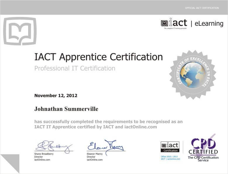 Certified Apprentice Certificate