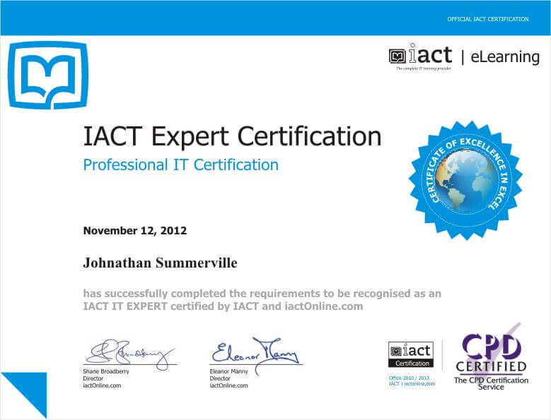 Certified Expert Certificate